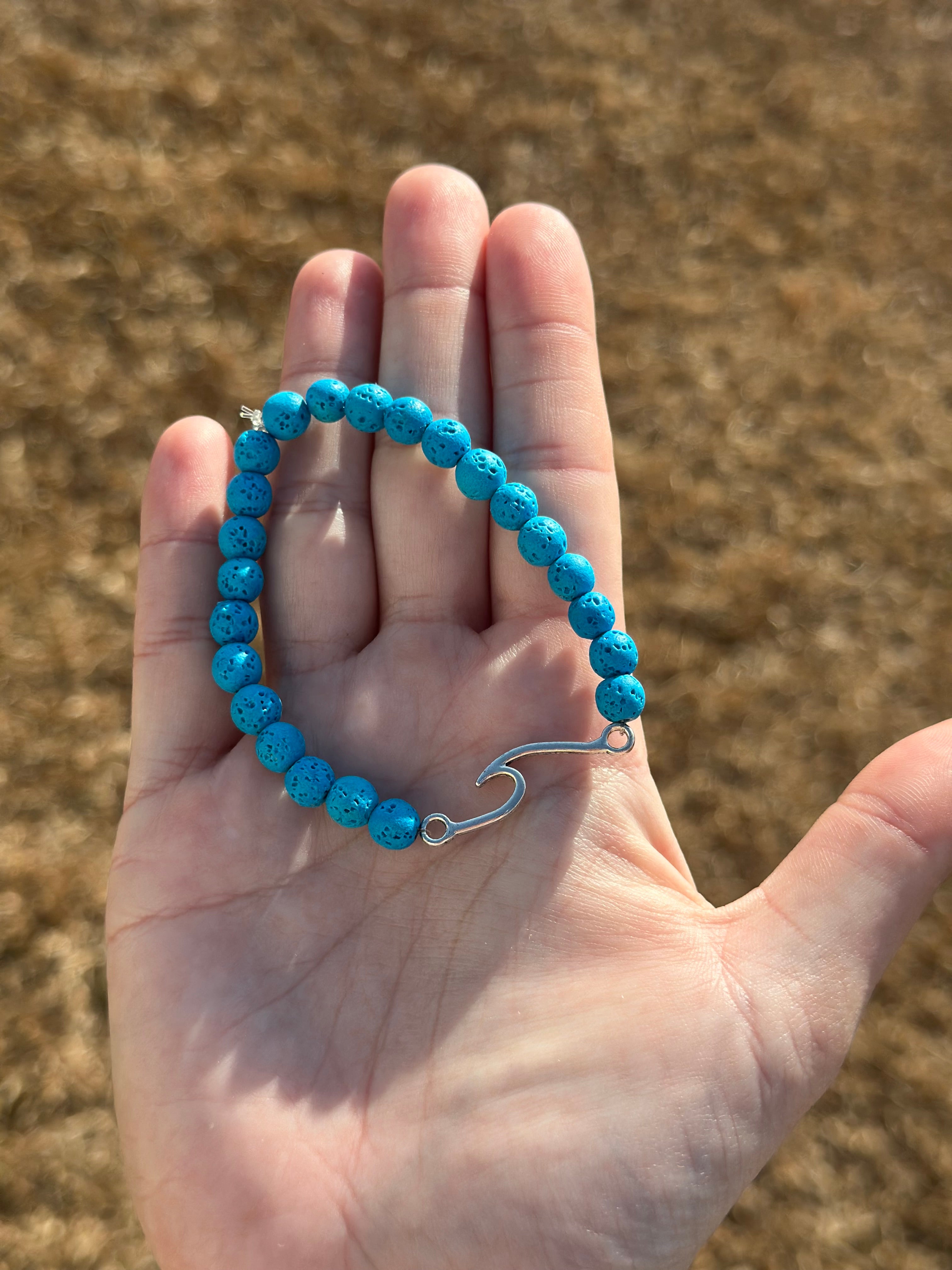Blue Wave Lava Rock Bracelet
